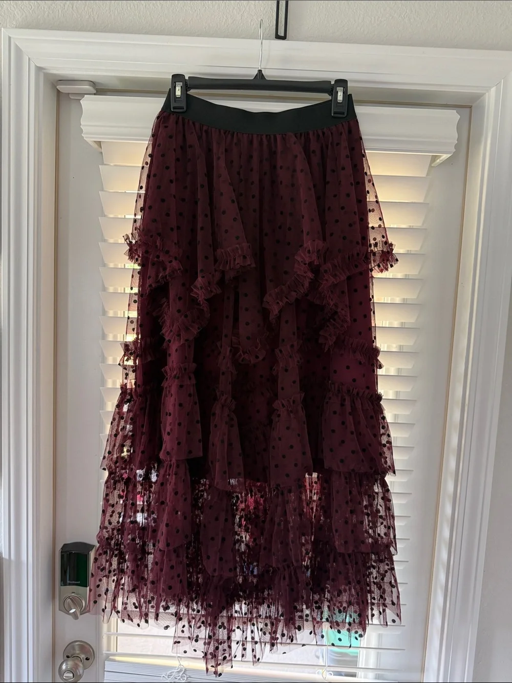 Maroon lined lace skirt